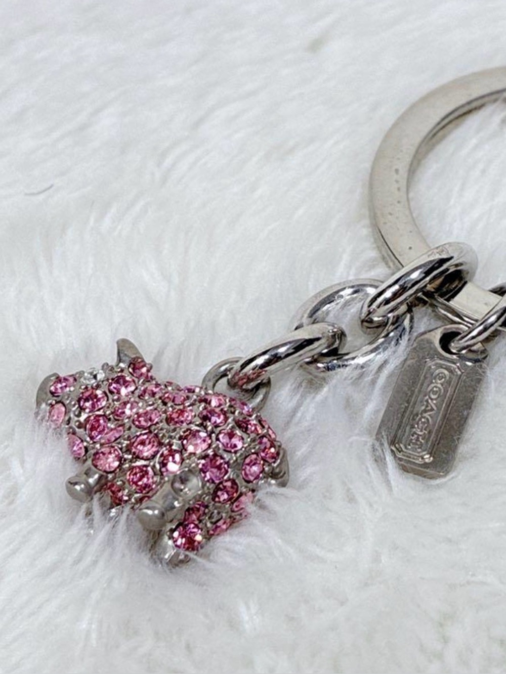 Coach Y2K Swarovski Pig Key Fob EUC